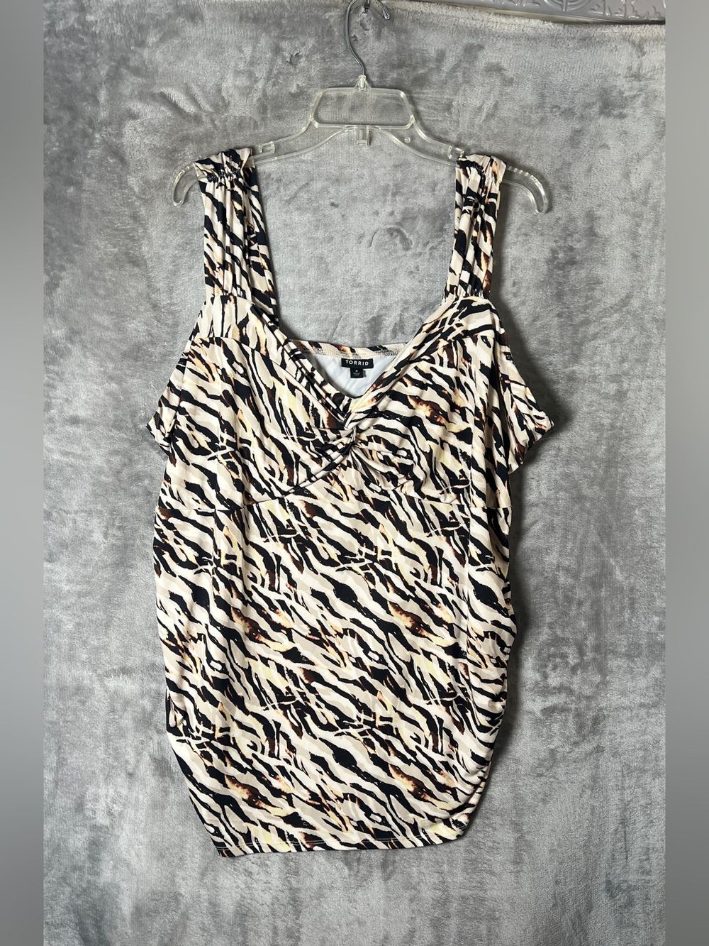 torrid Cream and Black Animal-Print Tank Top